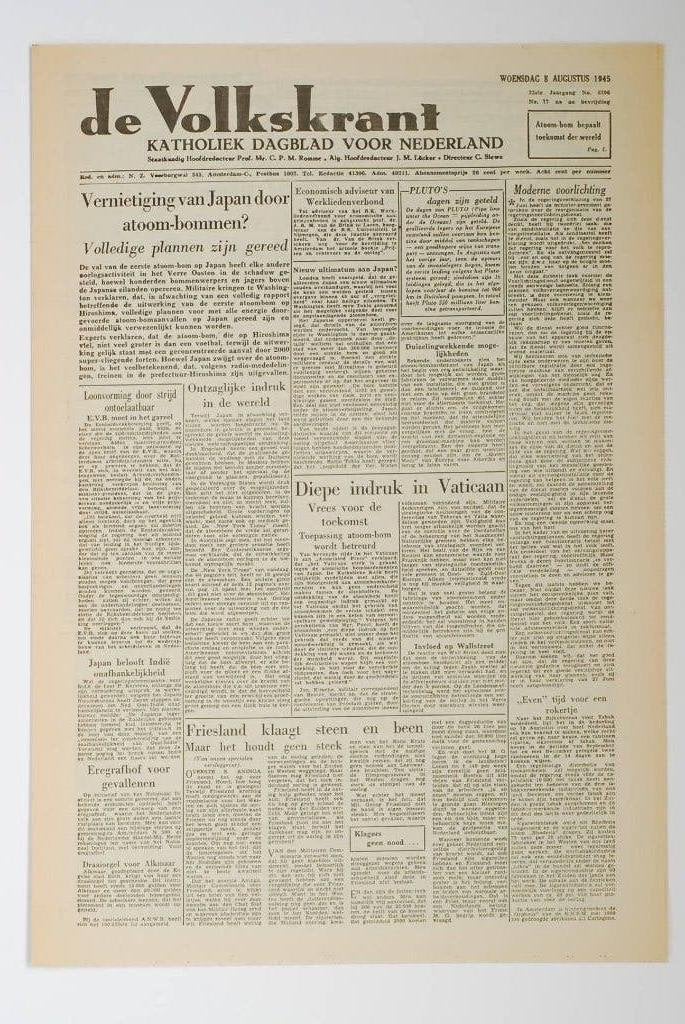 De Volkskrant - Atoombom Hiroshima Japan | Heruitgave 1994, Verzamelen, Militaria | Tweede Wereldoorlog, Zo goed als nieuw, Verzenden
