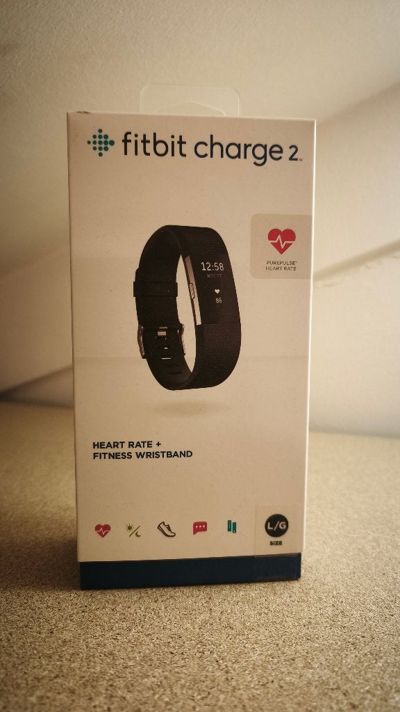 Fitbit charge 2 bandmaat L/G met originele zwarte band, FitBit, Zwart, Ophalen of Verzenden, Zo goed als nieuw