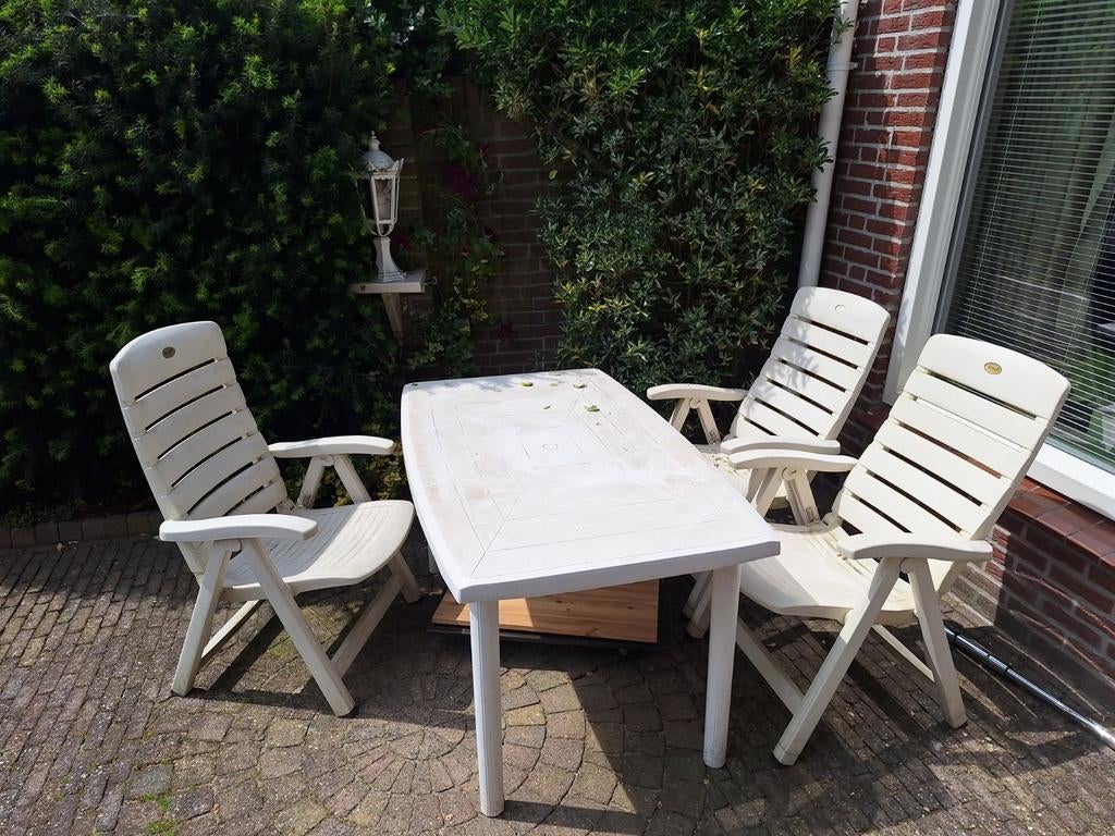 Hartman Tuinset Prestige Wit - 3 Stoelen & Tuintafel, Kunststof, Gebruikt, 3 zitplaatsen, Ophalen of Verzenden