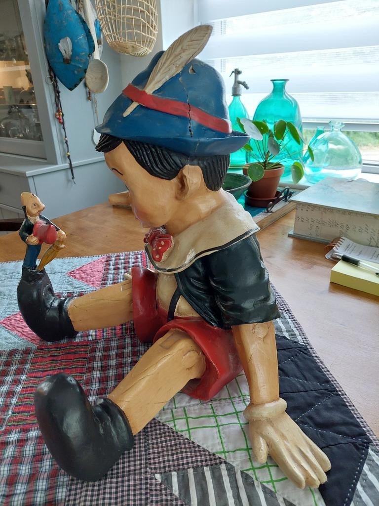 Vintage Pinokkio beeld met kleine Pinokkio, Ophalen of Verzenden, Gebruikt