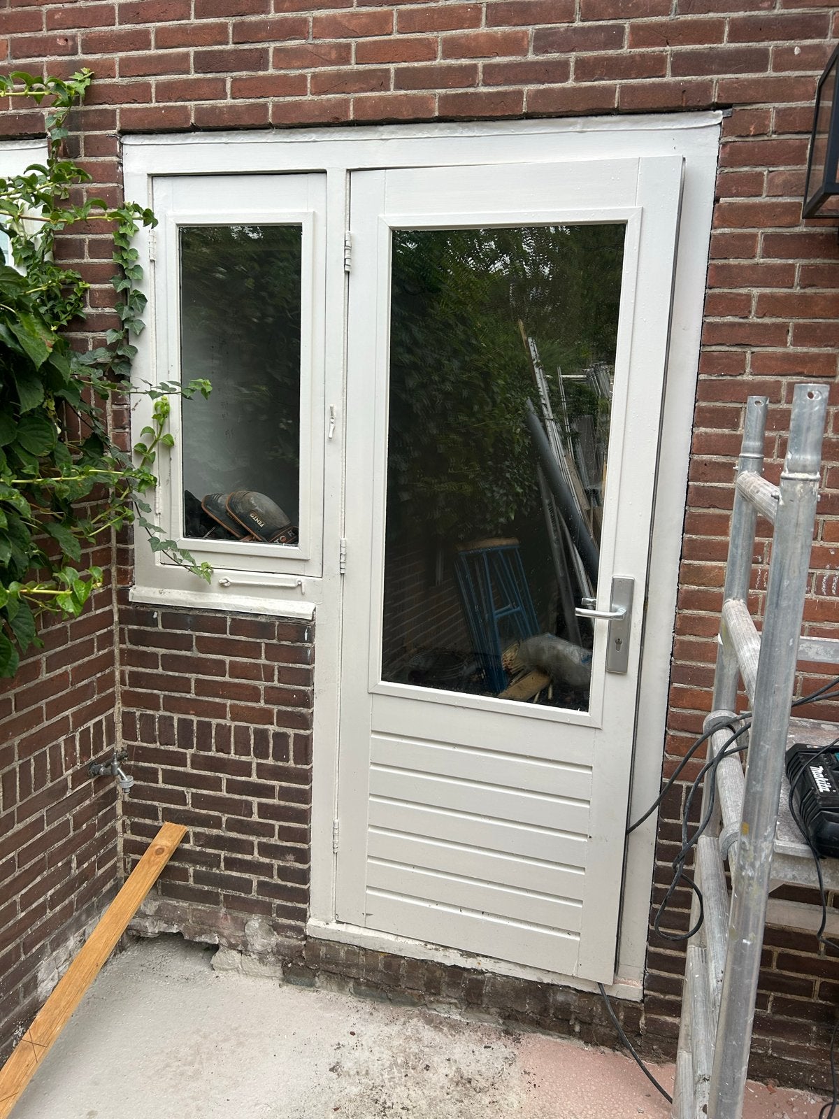 Buitendeur met glas en zijraam, Ophalen, Gebruikt, 80 tot 100 cm, Buitendeur