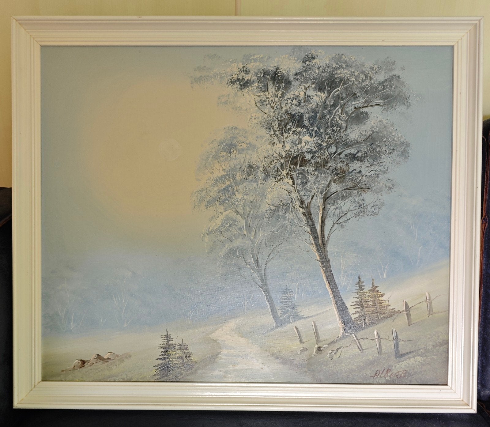 Origineel olieverfschilderij winterlandschap, Antiek en Kunst, Kunst | Schilderijen | Klassiek, Ophalen of Verzenden