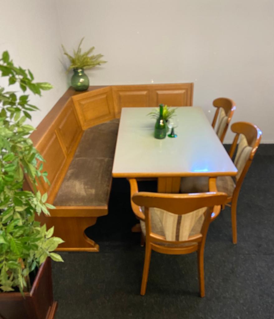 Originele Duitse eethoek Oostenrijkse hoekset hoekbank, Huis en Inrichting, Ophalen, Gebruikt, Inclusief barstoelen, Nvt