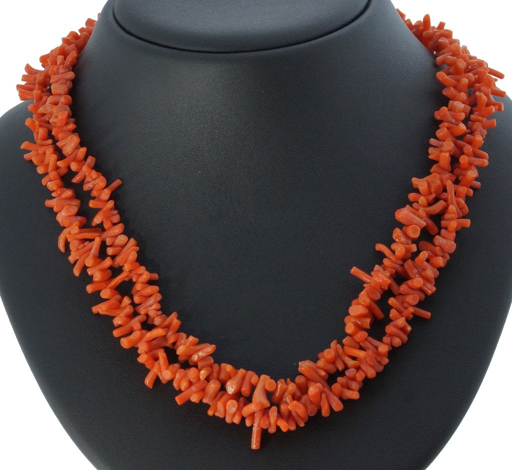 Bloedkoraal antieke ketting stokjes takjes dames vintage, Sieraden, Tassen en Uiterlijk, Verzenden, Overige materialen, Ketting