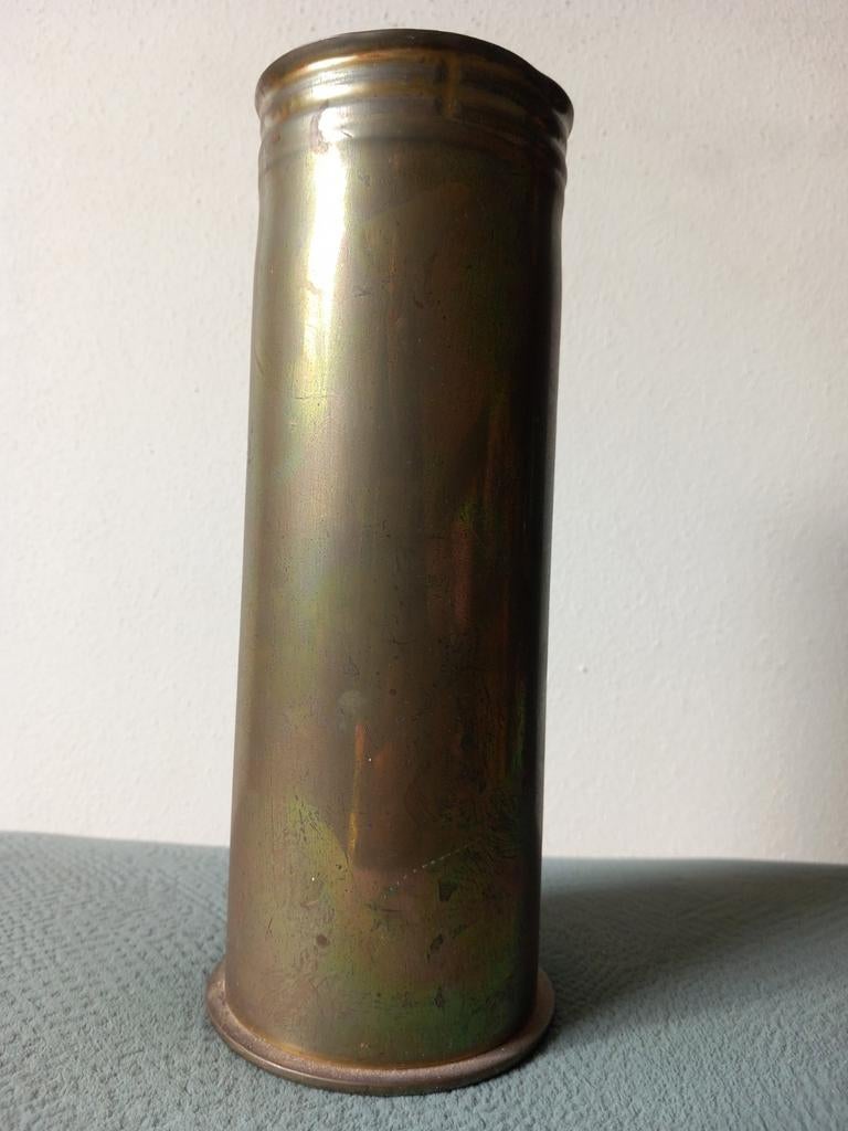 WO1 Duitse artilleriehuls 1910 Polte Magdeburg messing 7,7cm, Ophalen of Verzenden, Landmacht, Duitsland, Hulzen of Bodemvondsten