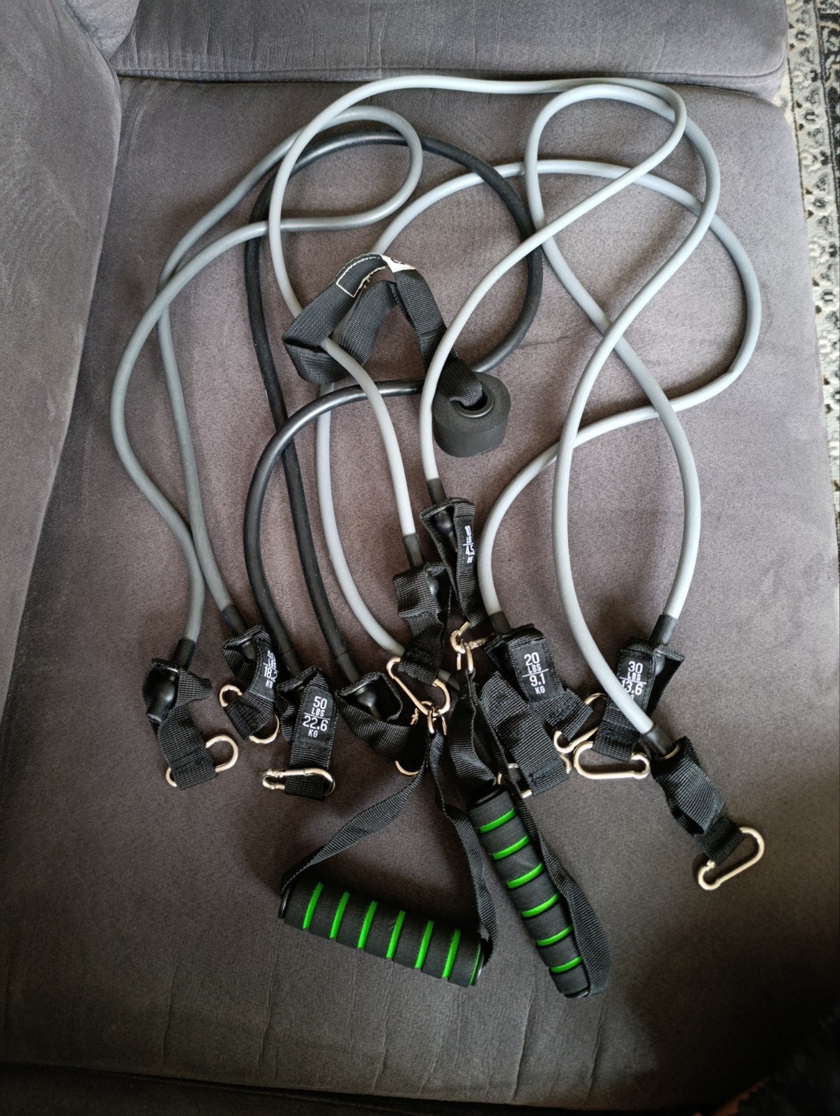 Weerstandsbanden set 5 stuks, Sport en Fitness, Fitnessmaterialen, Ophalen of Verzenden, Zo goed als nieuw, Benen, Weerstandband