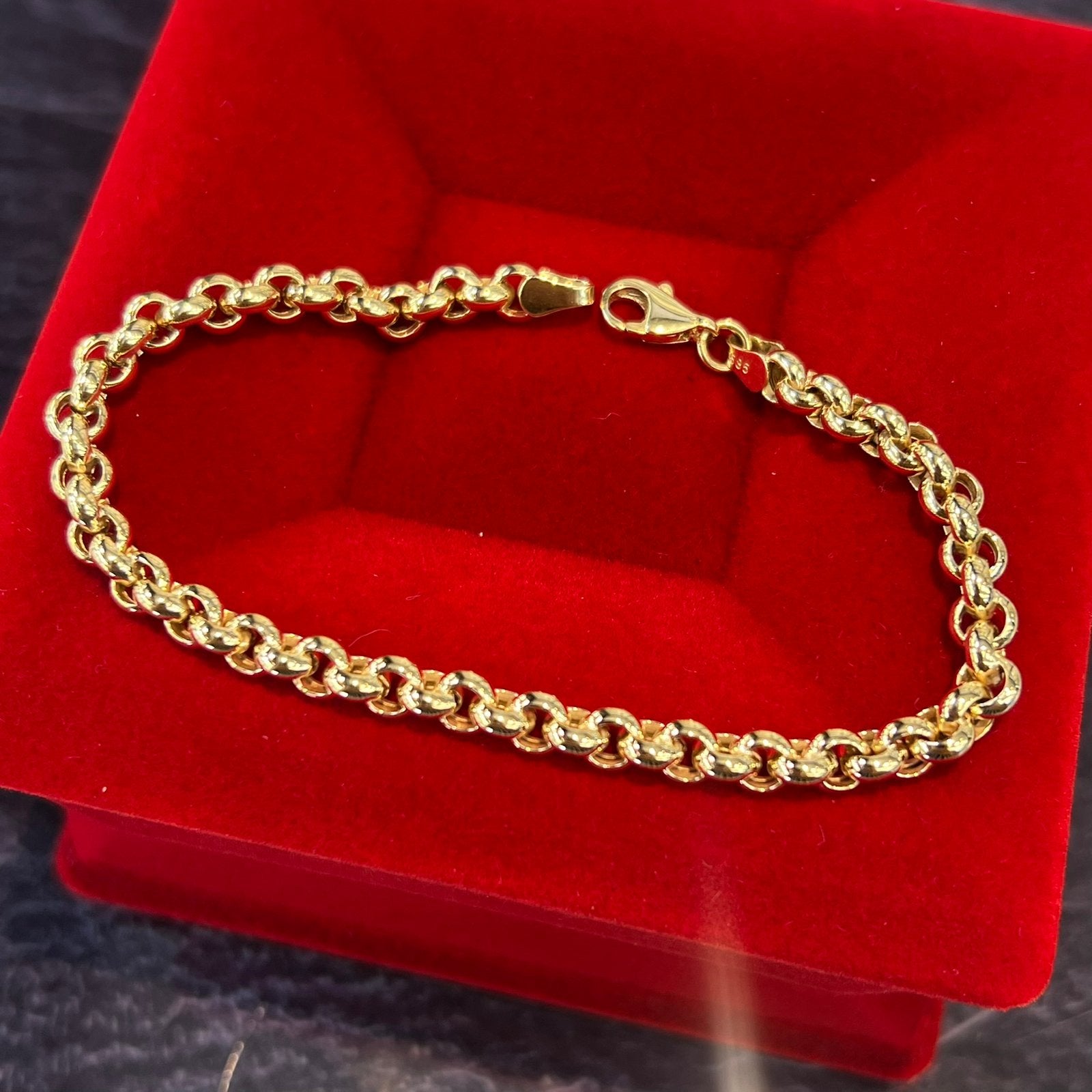 14 karaat gouden armband jasseron schakel, Ophalen of Verzenden, Zo goed als nieuw, Goud