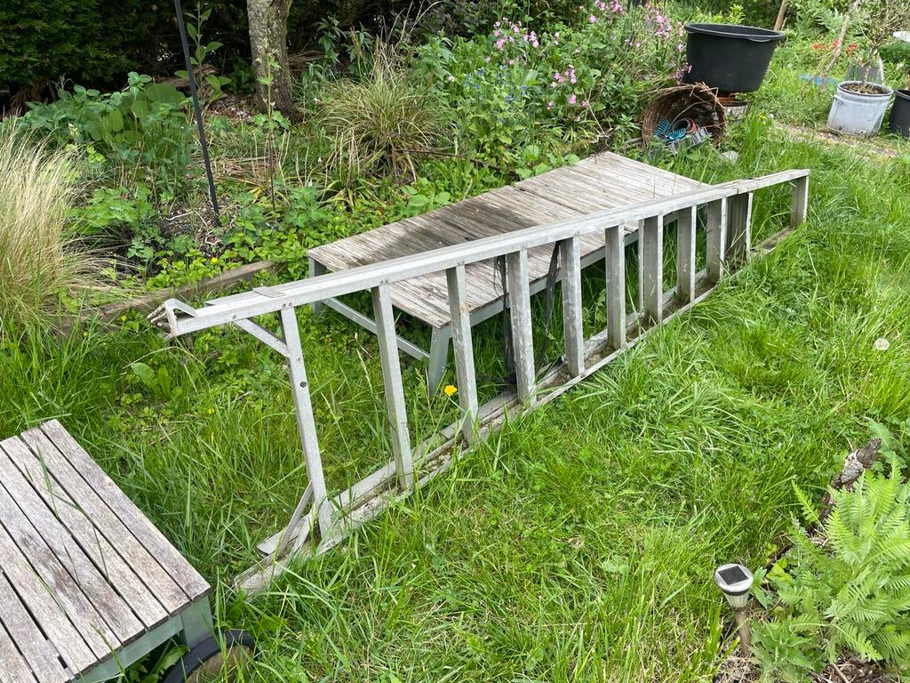 Aluminium trap, brede treden, werkhoogte max. 2,5 m, Ophalen, Gebruikt, Trap, 2 tot 4 meter
