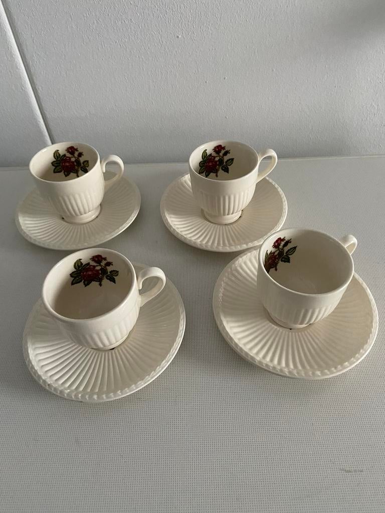 Wedgwood Moss Roze espresso kop en schotels 4 stuks, Ophalen of Verzenden