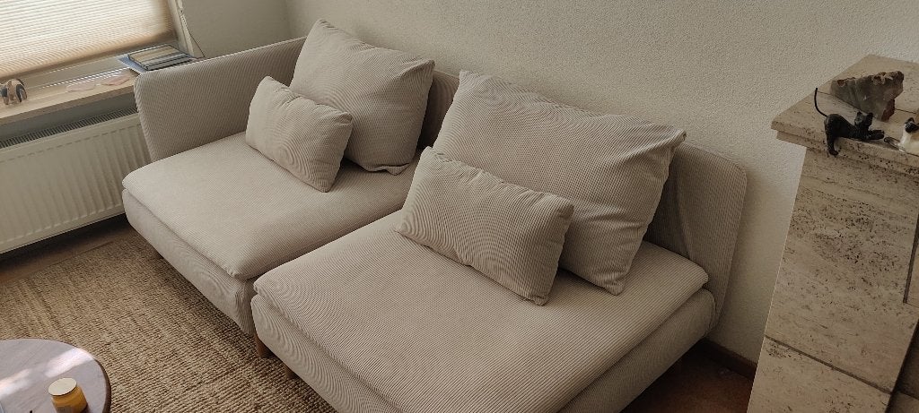 SÖDERHAMN Ikea bank met afneembare, wasbare ribfluwelen hoes, Ophalen, Tweepersoons, 75 tot 100 cm, Zo goed als nieuw