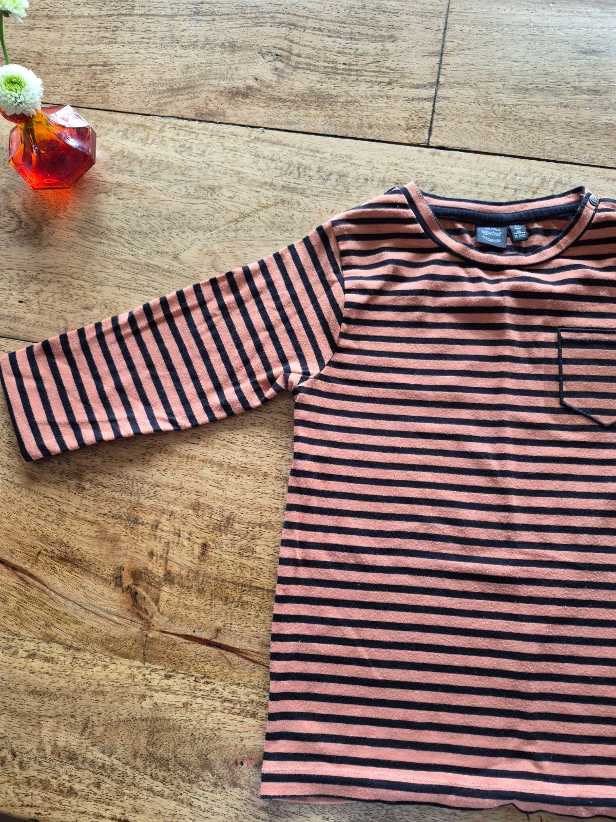 Oranje-zwart gestreept shirtje maat 86, Kinderen en Baby's, Babykleding | Maat 86, Ophalen of Verzenden, Shirtje of Longsleeve