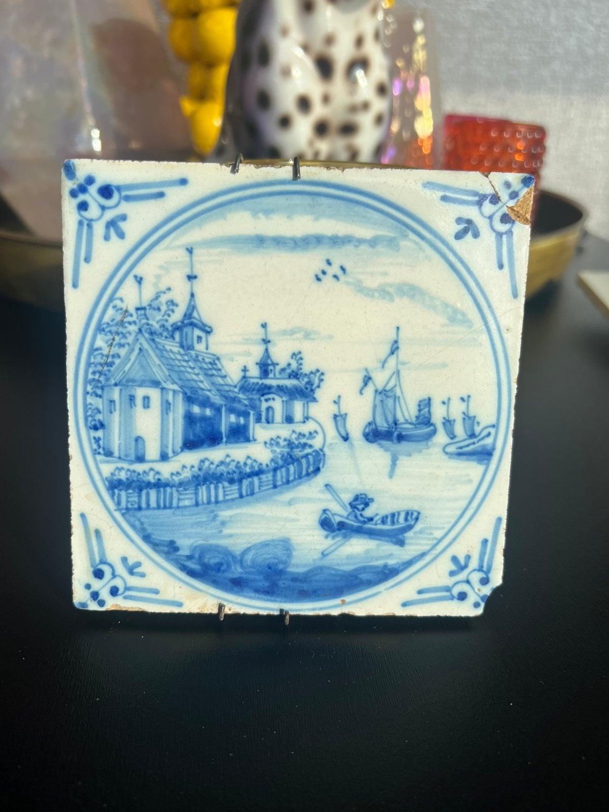 Oude antieke keramische tegel, Ophalen of Verzenden