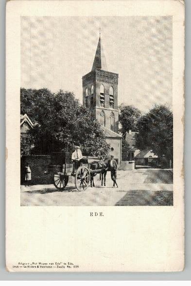 Ede Kerk en Paard+wagen 1901 uitg  Het wapen van Ede, Ophalen of Verzenden, Voor 1920, Ongelopen, Gelderland