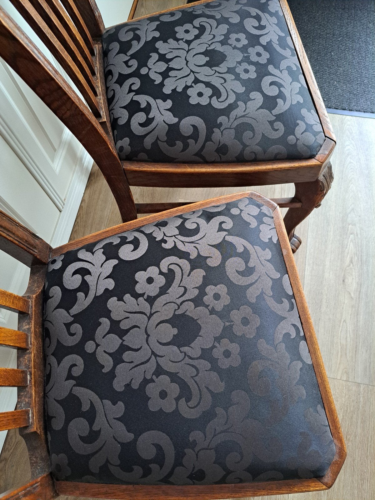 Antieke eikenhouten stoelen Lodewijk Louis XIV barok stof, Ophalen, Hout, Gebruikt, Twee