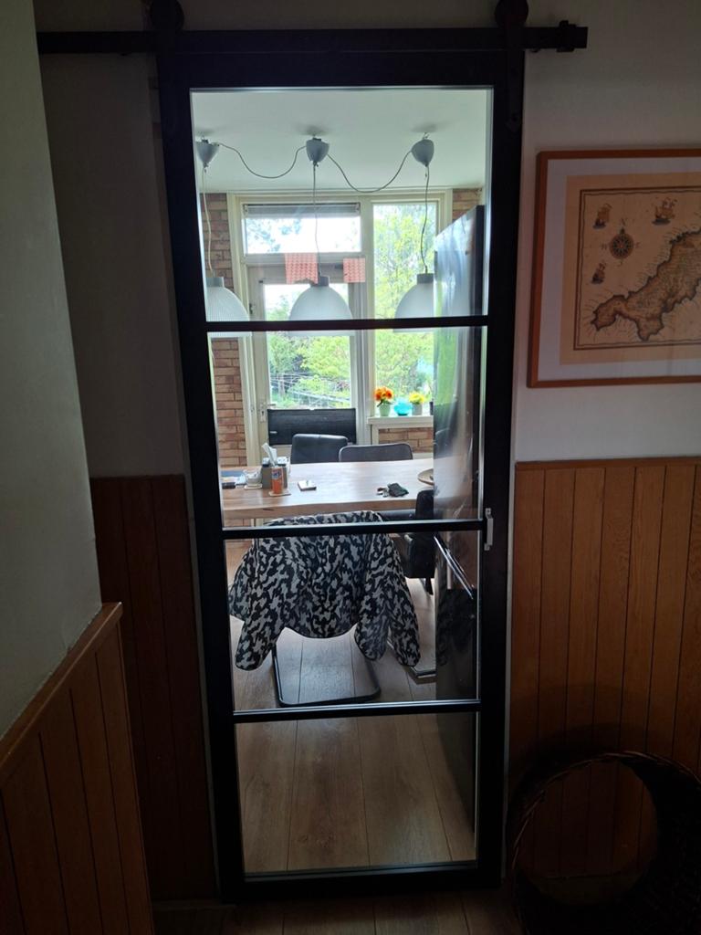 Moderne schuifdeuren met glas - Diverse stijlen, Doe-het-zelf en Verbouw, Ophalen, Gebruikt, 80 tot 100 cm, 215 cm of meer