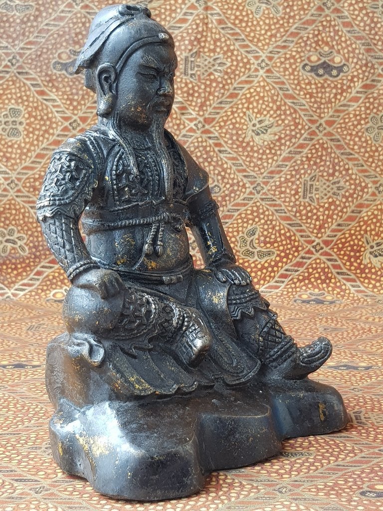 Prachtig antiek Chinees brons beeld van een krijger 20,5 cm., Ophalen of Verzenden