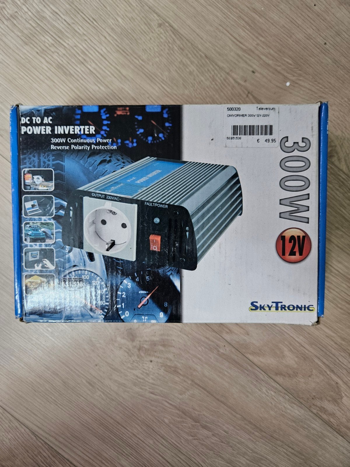 SkyTronic 300W Power Inverter 12V DC naar AC, Ophalen of Verzenden, Zo goed als nieuw