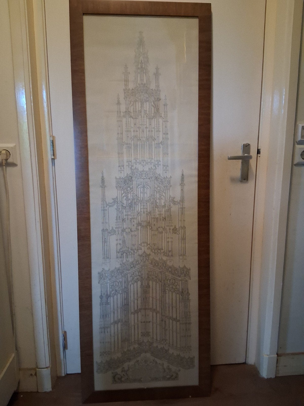 zierikzee st lievensmonstertoren 163 cm!!!, Ophalen, Tekening, Pentekening, Ingelijst