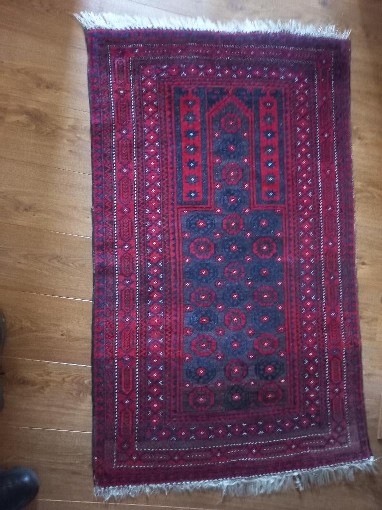 Perzisch bid kleed  145 x 87 cm, Gebruikt, 100 tot 150 cm, Rechthoekig, Rood