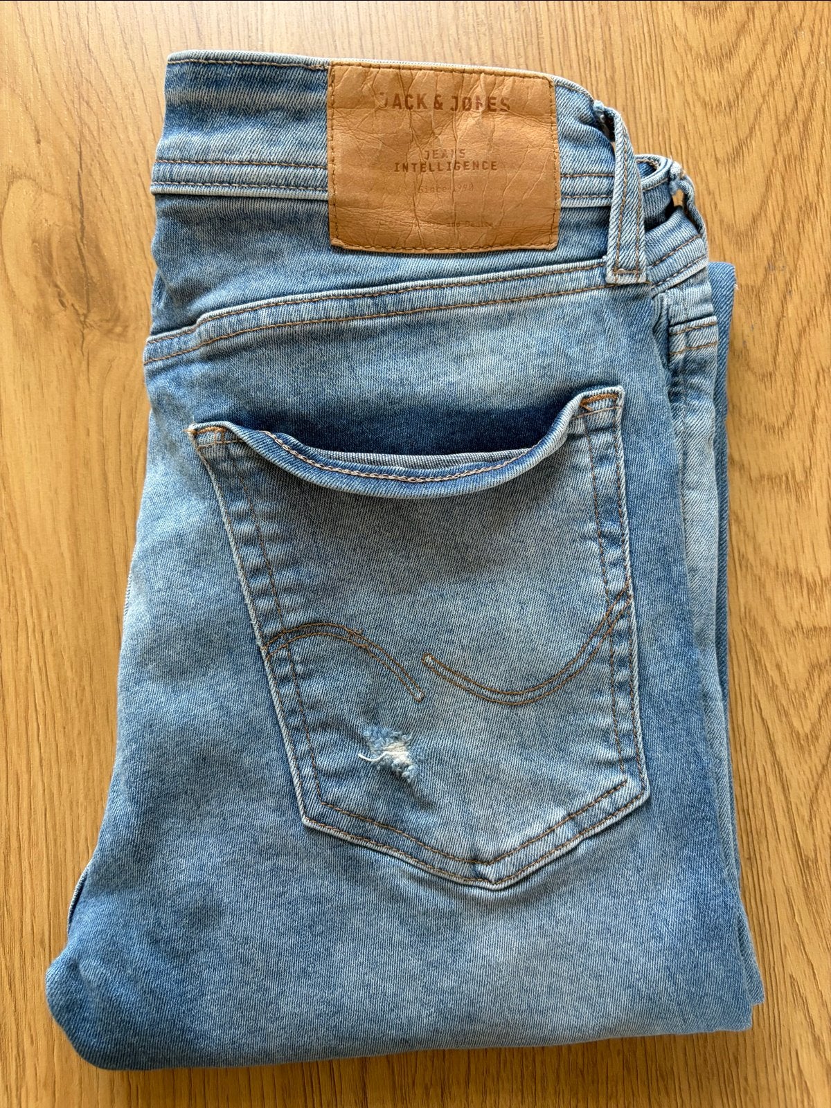 Jack & Jones Skinny Fit Liam Jeans met scheuren, Ophalen of Verzenden, Gedragen, Blauw, W32 (confectie 46) of kleiner
