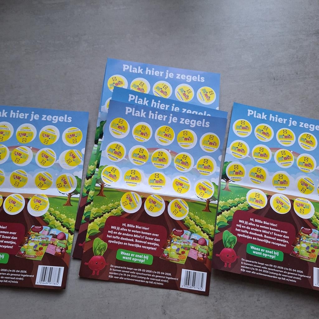 Lidl mini's zegel volle spaarkaart supermarkt actie meerdere, Lidl, Ophalen of Verzenden