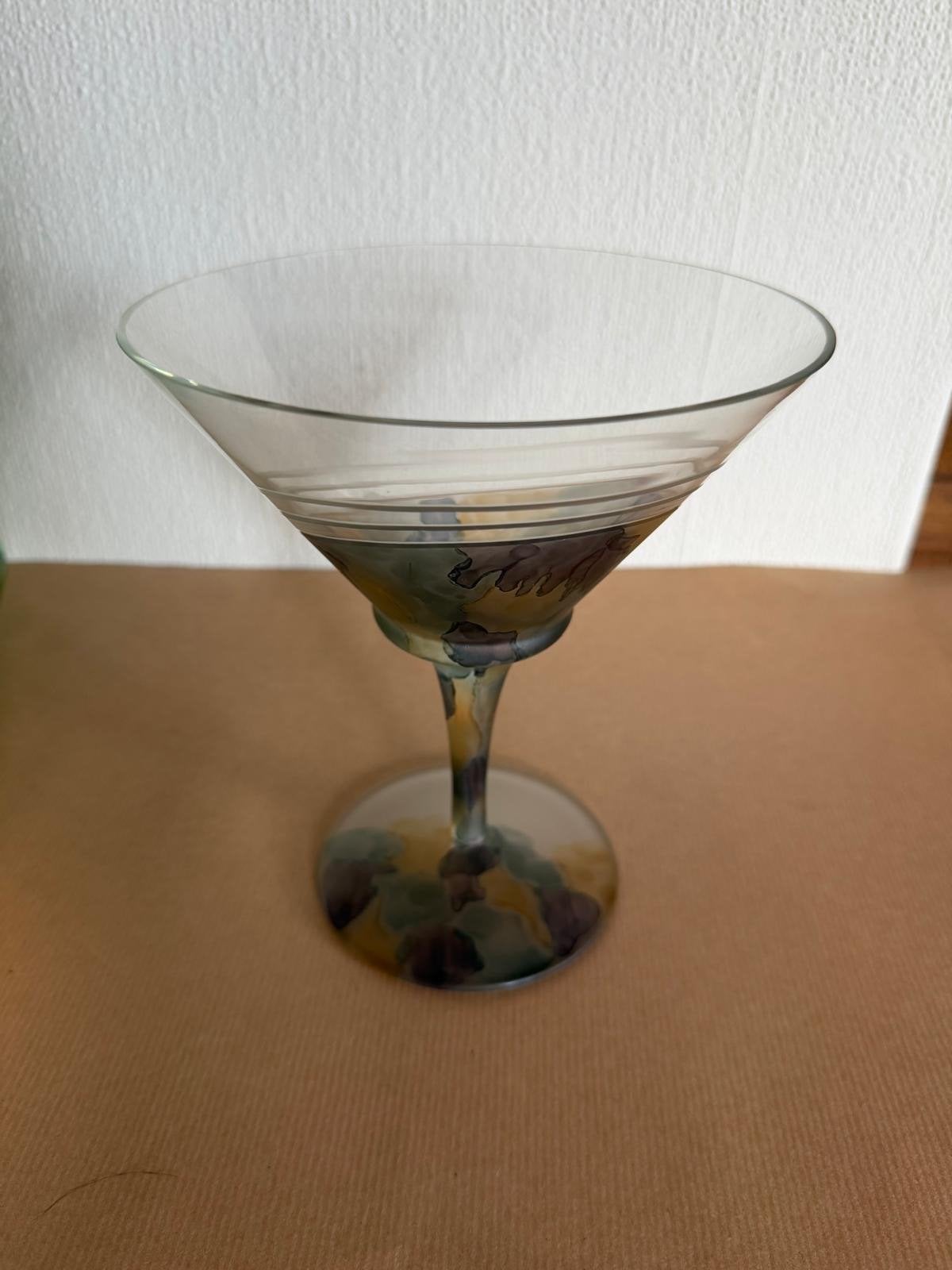 Martini glas met kleurrijke voet en steel, Antiek en Kunst, Ophalen