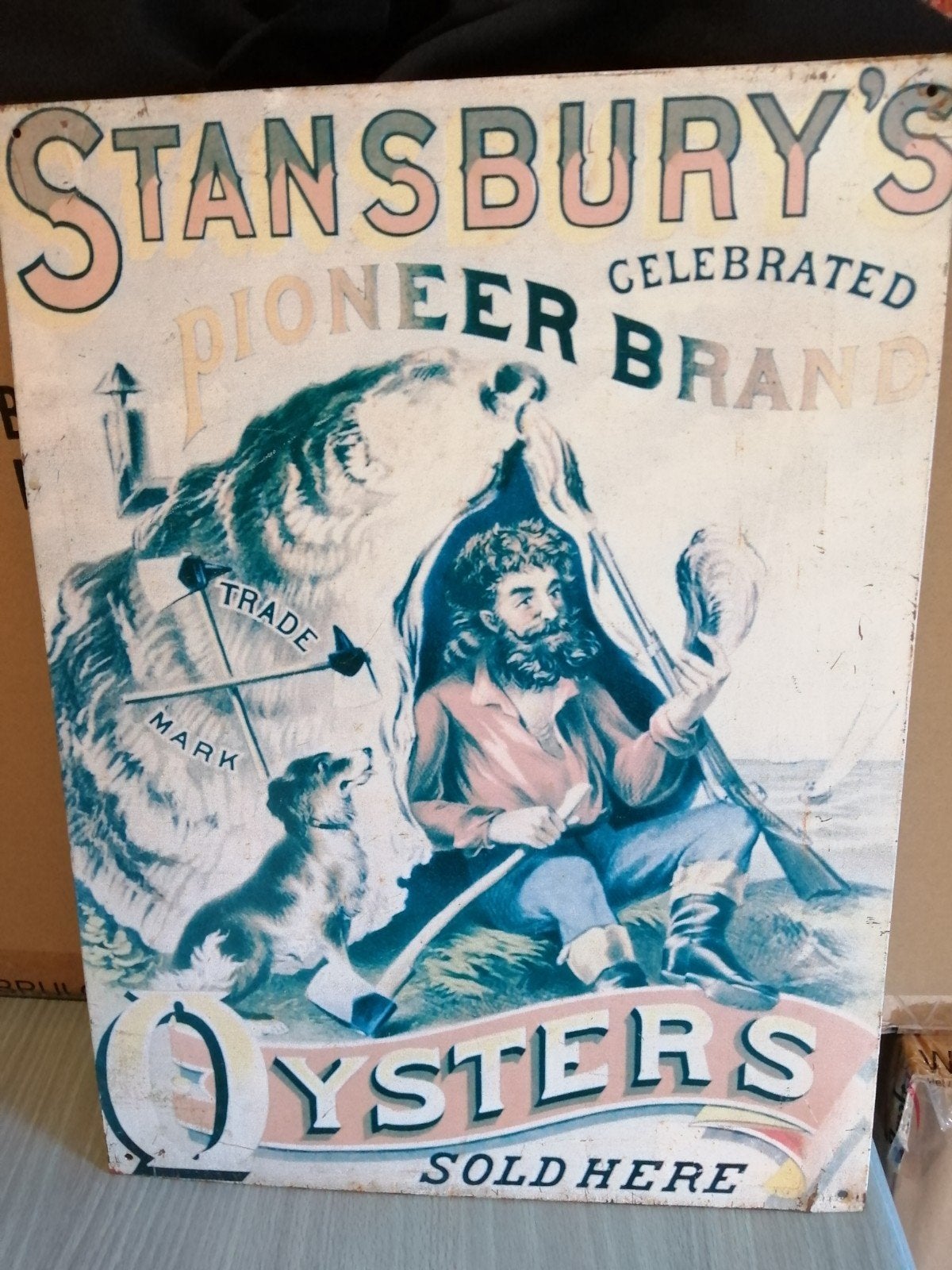 Oude amerikaanse metalen originele reclame bord 40x30 cm i, Verzamelen, Merken en Reclamevoorwerpen, Gebruikt, Reclamebord, Ophalen of Verzenden
