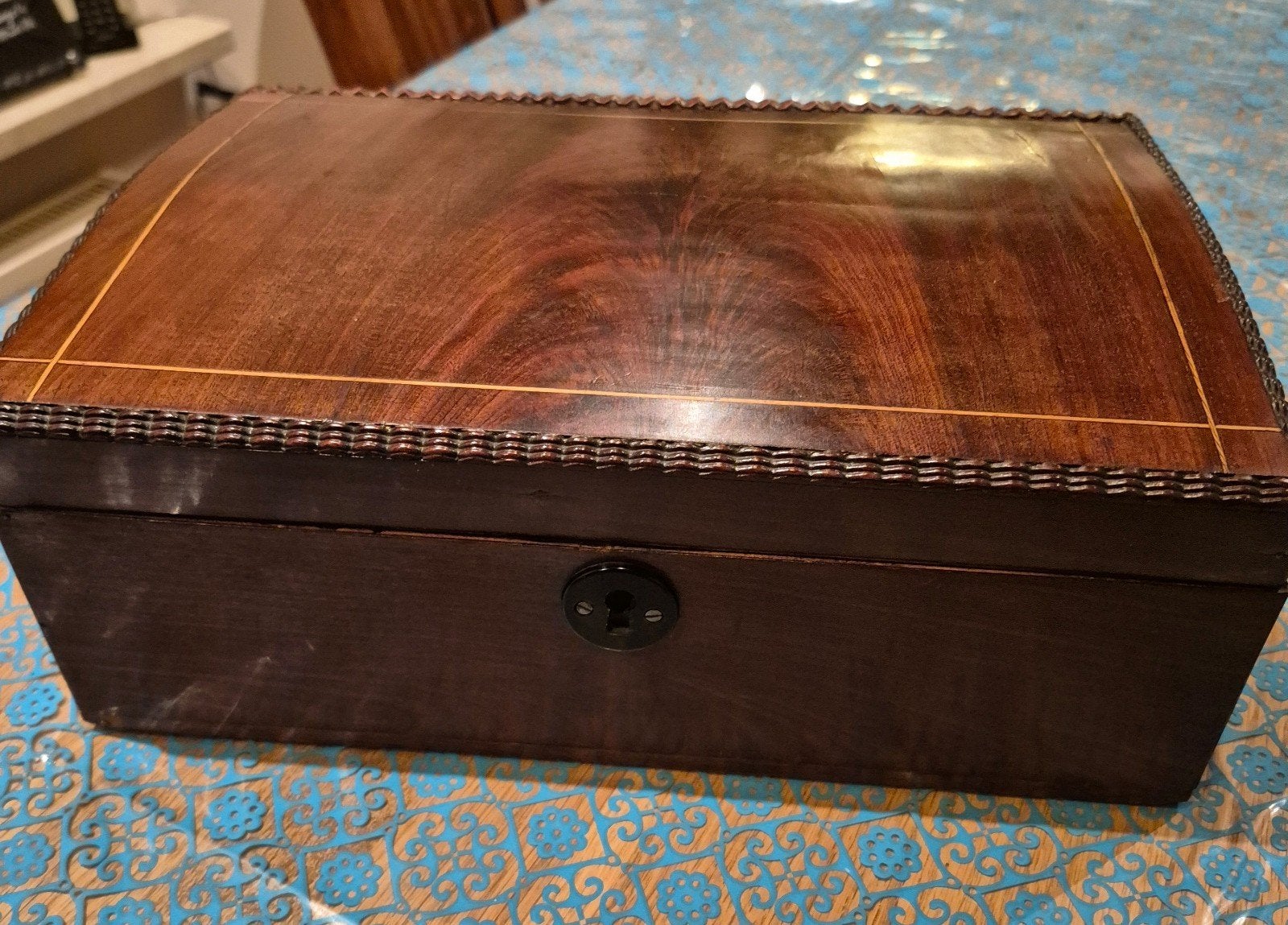 Antieke houten documentenkist, schrijfkist, brievenkist 1900, Ophalen of Verzenden, Minder dan 50 cm
