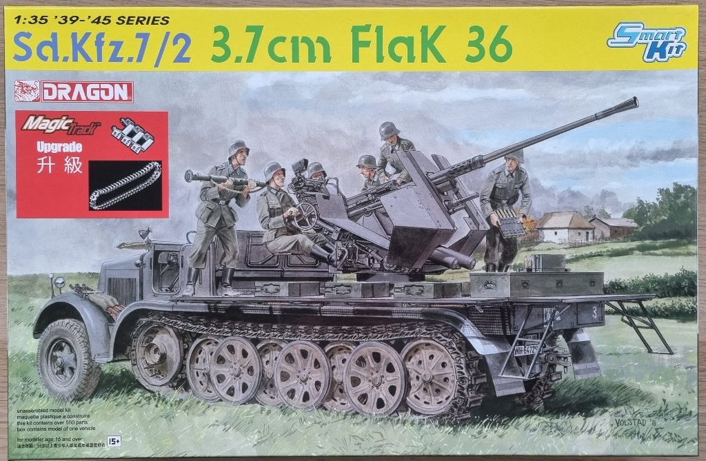 Dragon 1:35 #6541 WWII German Sd.Kfz.7/2 3.7cm Flak 36, Overige merken, 1:32 tot 1:50, Overige typen, Nieuw
