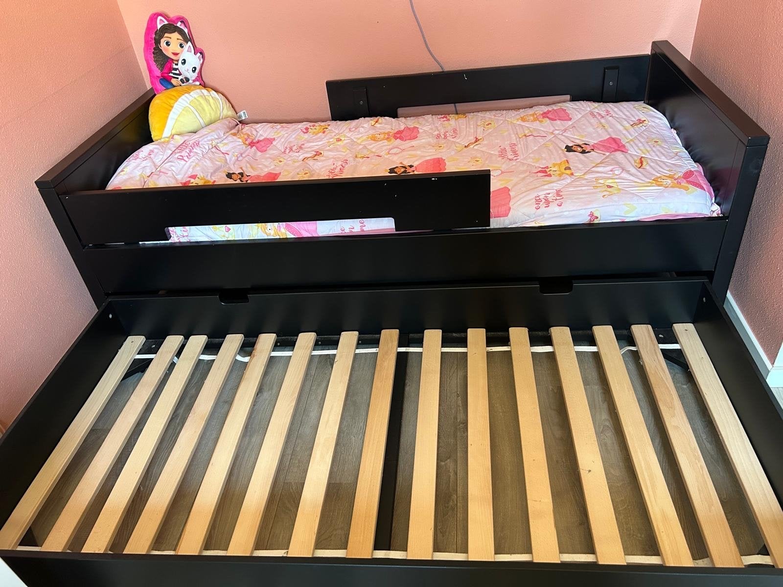 Bopita Bed Jonne mat Zwart met Bedlade - 200x90 cm, Huis en Inrichting, Ophalen, Gebruikt, 90 cm, Eenpersoons