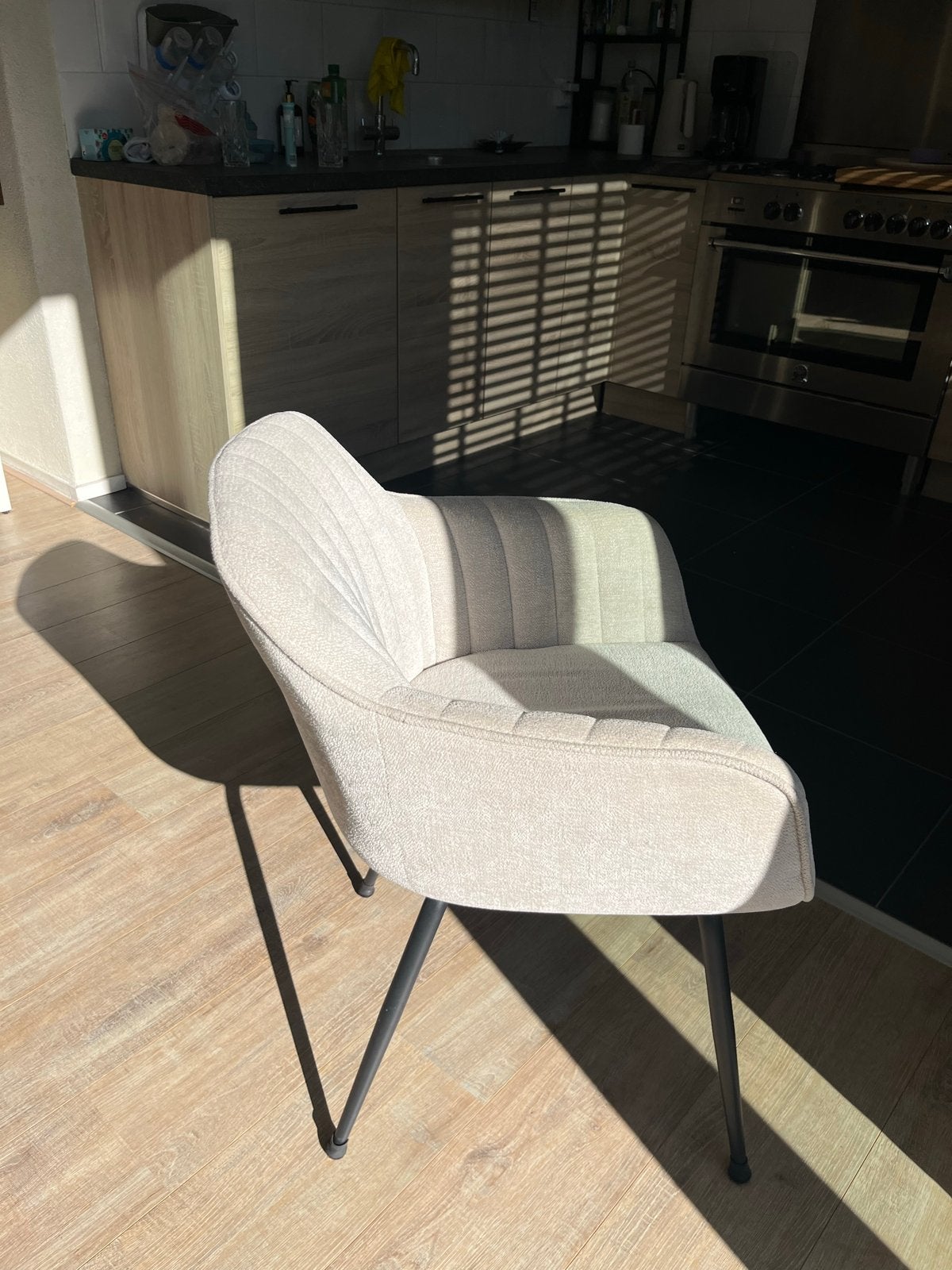 4 Kwantum Como eetkamerstoelen off-white - Zo goed als nieuw, Ophalen, Wit, Zo goed als nieuw, Vier