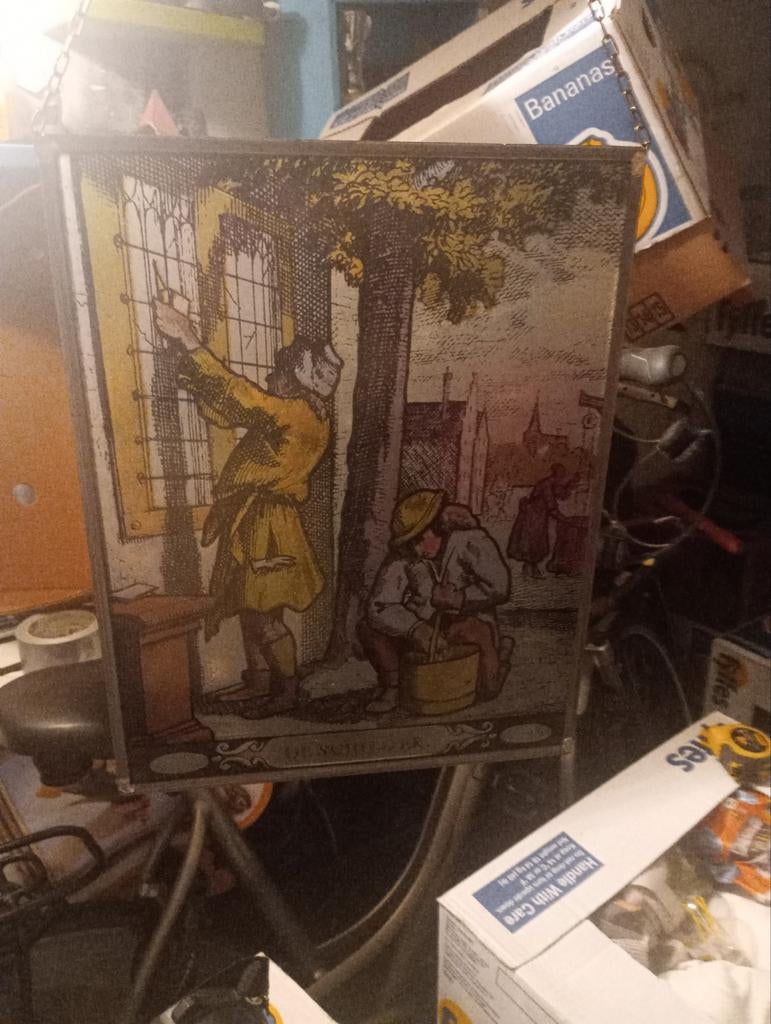 Glas in lood raamhanger 'De Schilder', Ophalen of Verzenden