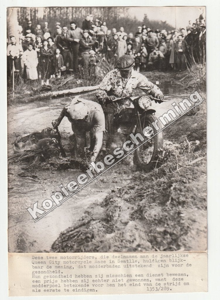 grote oude persfoto Queen City Motorcycle Race Seatlle, Verzenden, Gebruikt, Motoren