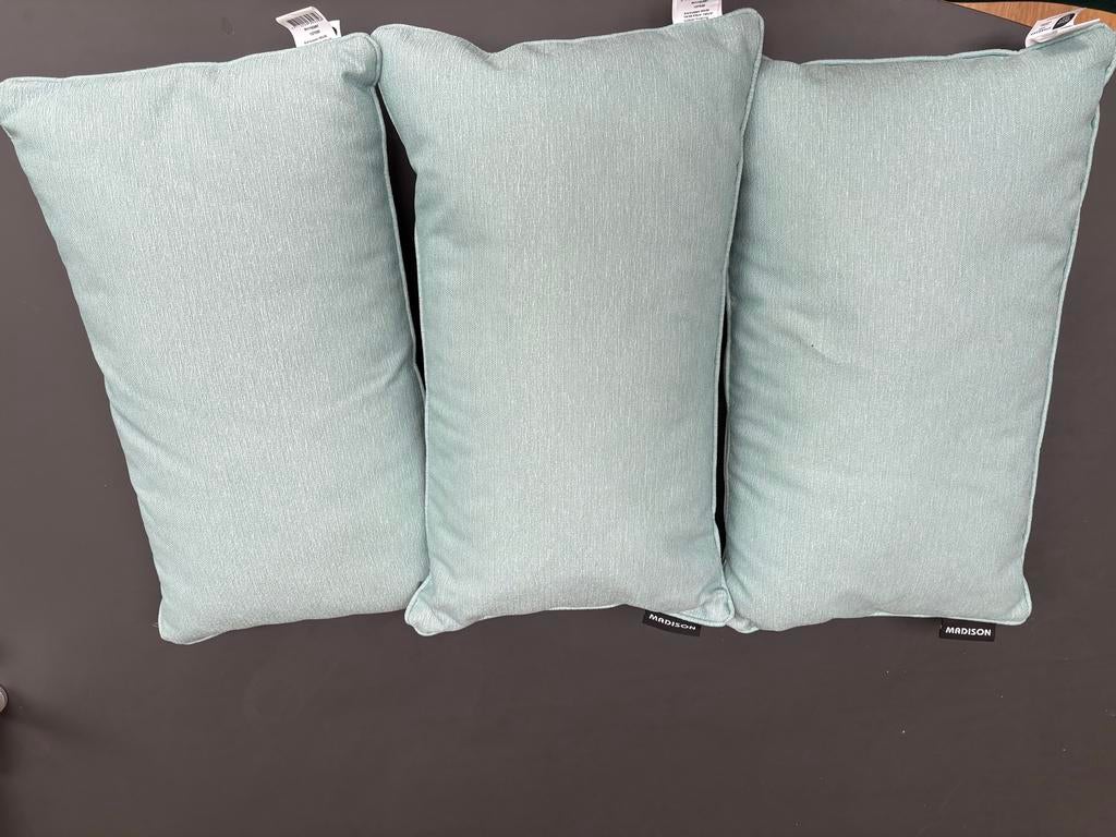 Madison tuinkussens rug/lende lichtblauw - 3 stuks 50x30cm, Tuin en Terras, Tuinmeubel-accessoires, Zo goed als nieuw, Ophalen of Verzenden