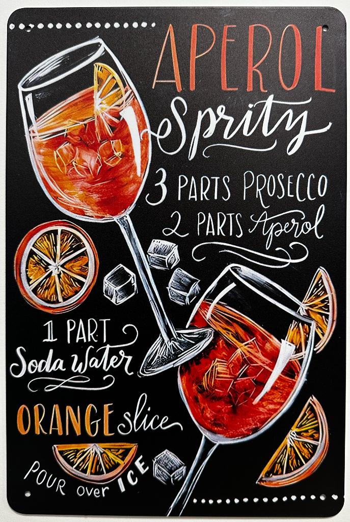 Aperol Spritz cocktail recept reclamebord van metaal deco, Info@deconoord.nl, Deco Noord, Nieuw, Ophalen of Verzenden