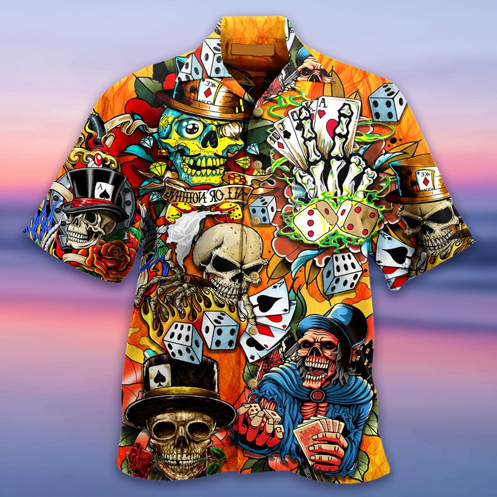 Doodskop poker hawaii overhemd heren skulls doodshoofd shirt, Verzenden, Nieuw, Overige kleuren, Overige halswijdtes