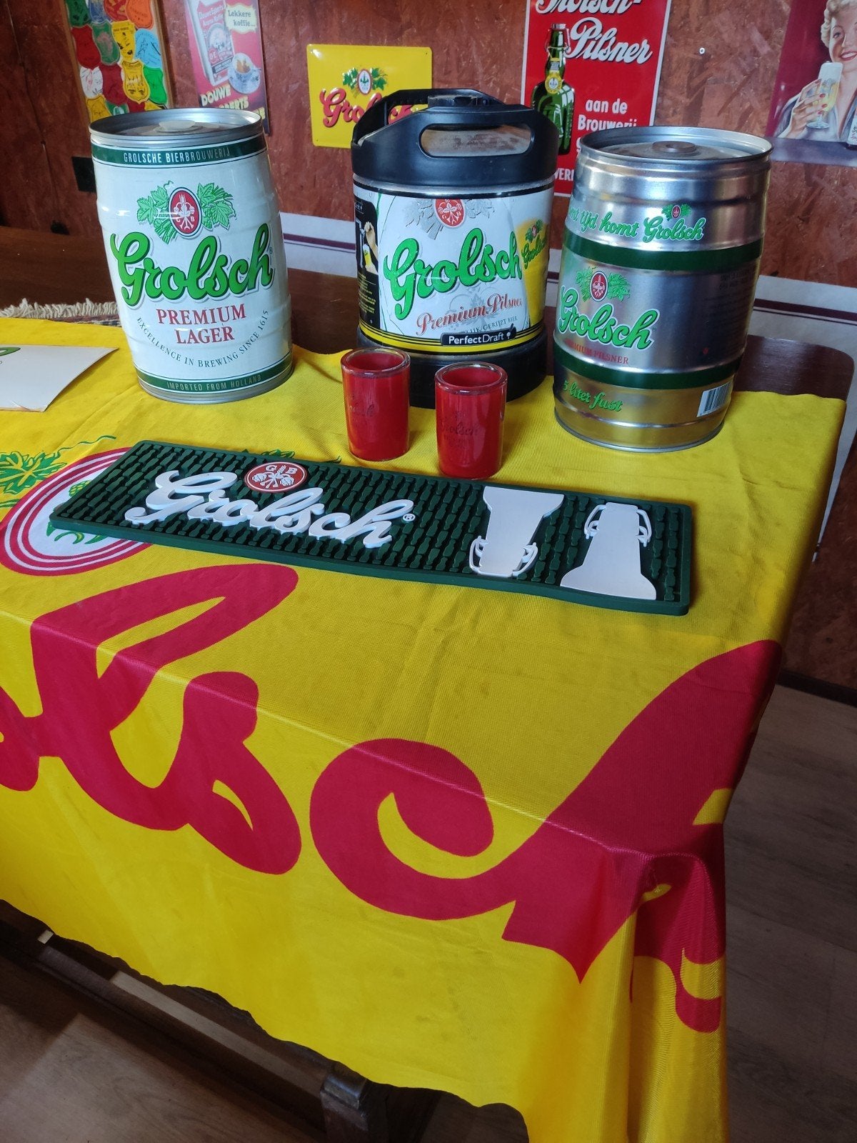 Grolsch verzameling, fusten, kaarshouders, bar mat, bord, vl, Ophalen of Verzenden, Gebruikt, Overige typen