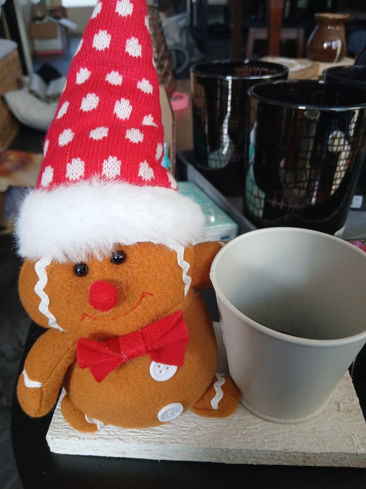 Gingerbread Kerstdecoratie met Potje en Houten Plateau, Ophalen of Verzenden
