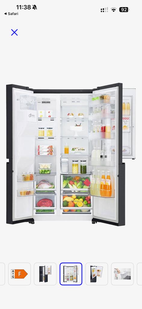 Te koop Amerikaanse koelkast van LG  door-in-door functie., Ophalen, 200 liter of meer, 60 cm of meer, Met aparte vriezer