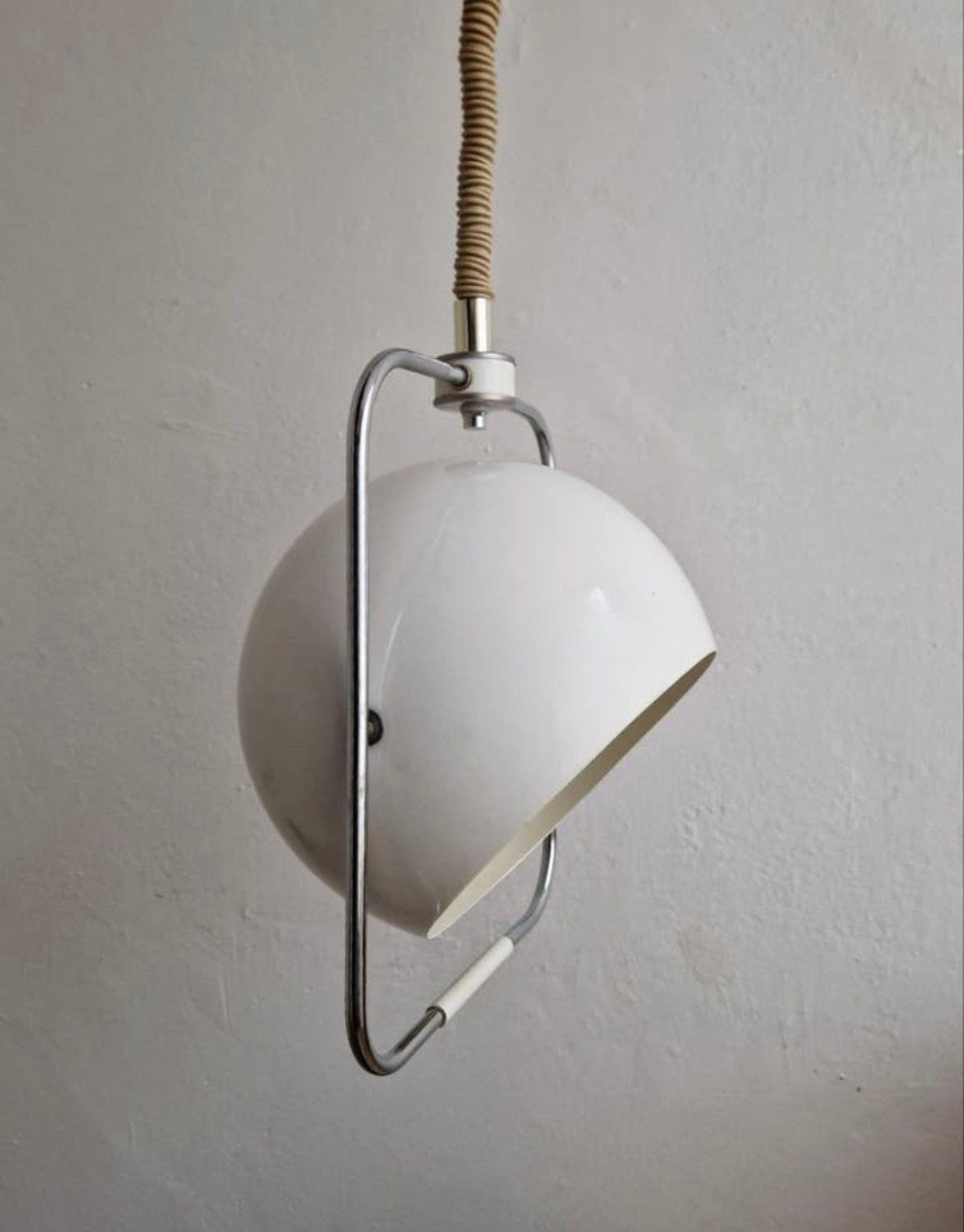 Vintage plafond uittrek bollampen ‘ 70 (2 stuks), Ophalen, Gebruikt, Metaal