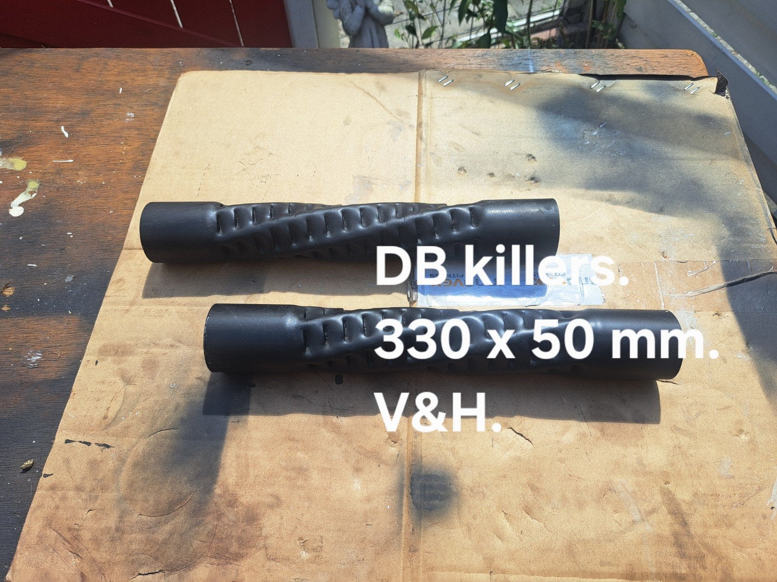 2 x 2 DB killers, V&H, setje hitteschildjes, softail, harley, Ophalen of Verzenden, Gebruikt