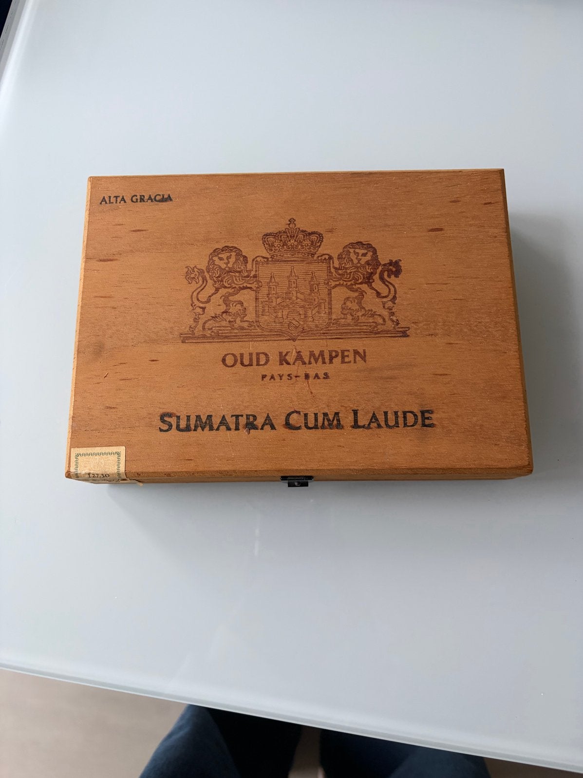 Vintage houten sigarenkistje Oud Kampen Sumatra Cum Laude, Antiek en Kunst, Ophalen of Verzenden