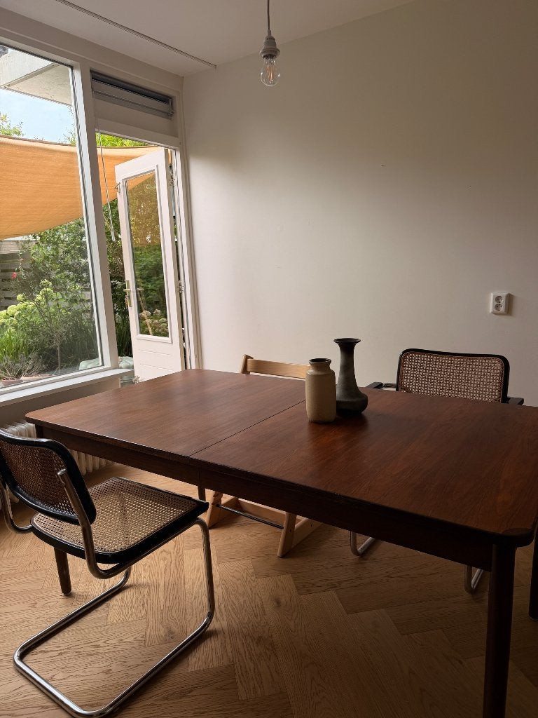Prachtige midcentury modern eettafel (te verlengen), Huis en Inrichting, Tafels | Eettafels, Ophalen, Teakhout, 200 cm of meer