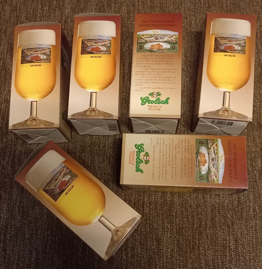 6 Grolsch bier glas speciale jublieum uitgave bierbrouwerij, Ophalen of Verzenden, Nieuw, Glas of Glazen, Overige merken