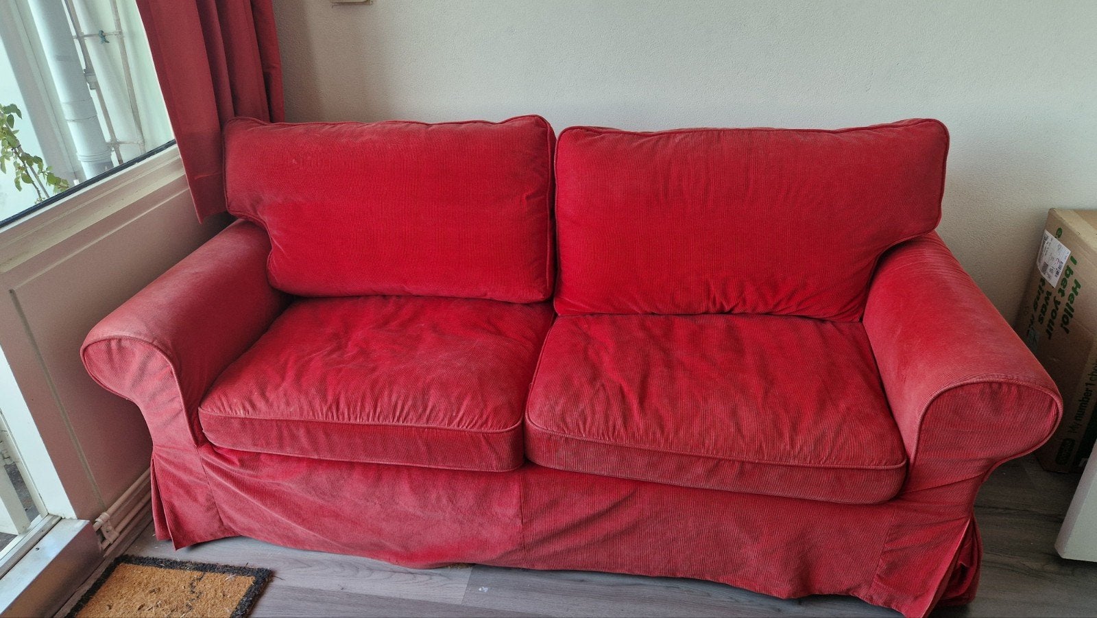 IKEA Ektorp slaapbank rood - Tweepersoons, Ophalen, Gebruikt, Tweepersoons, Rood