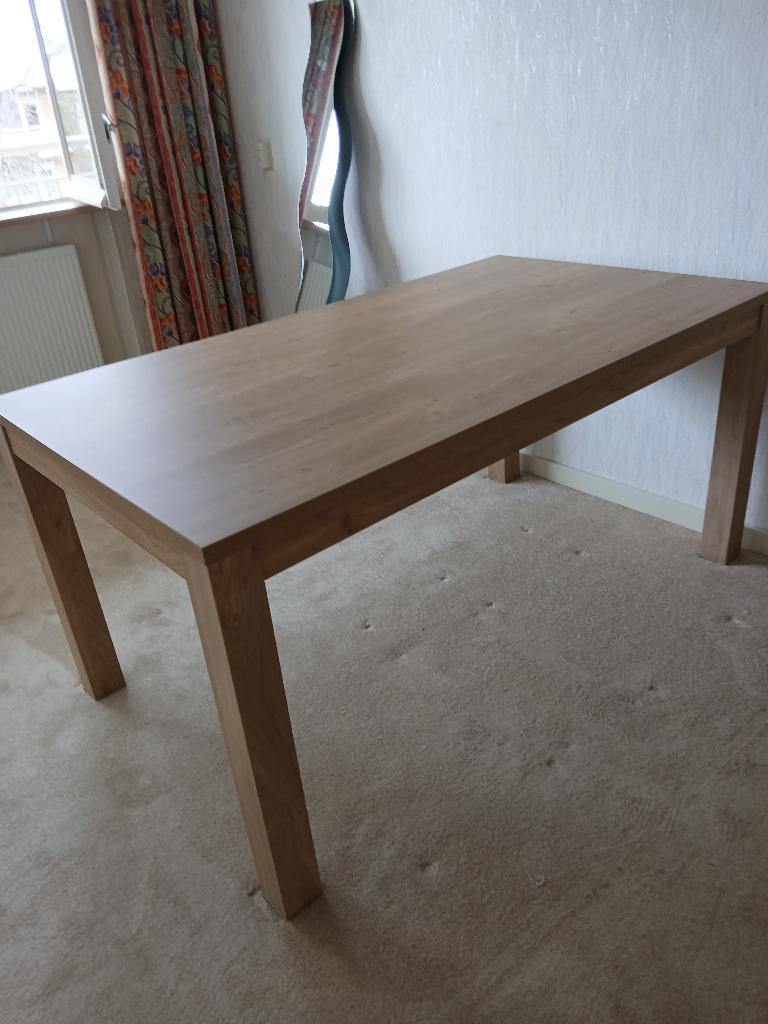 mooie zware blank eike eet tafel, Ophalen, Blank eiken, 50 tot 100 cm, Zo goed als nieuw