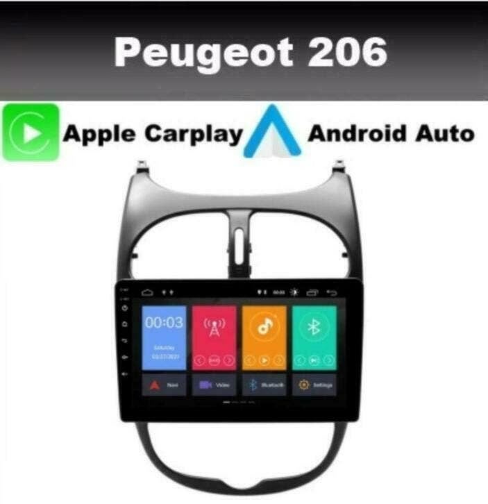 Peugeot 206 navigatie android 11 carplay wifi dab+ 9inch, Auto diversen, Ophalen of Verzenden, Nieuw