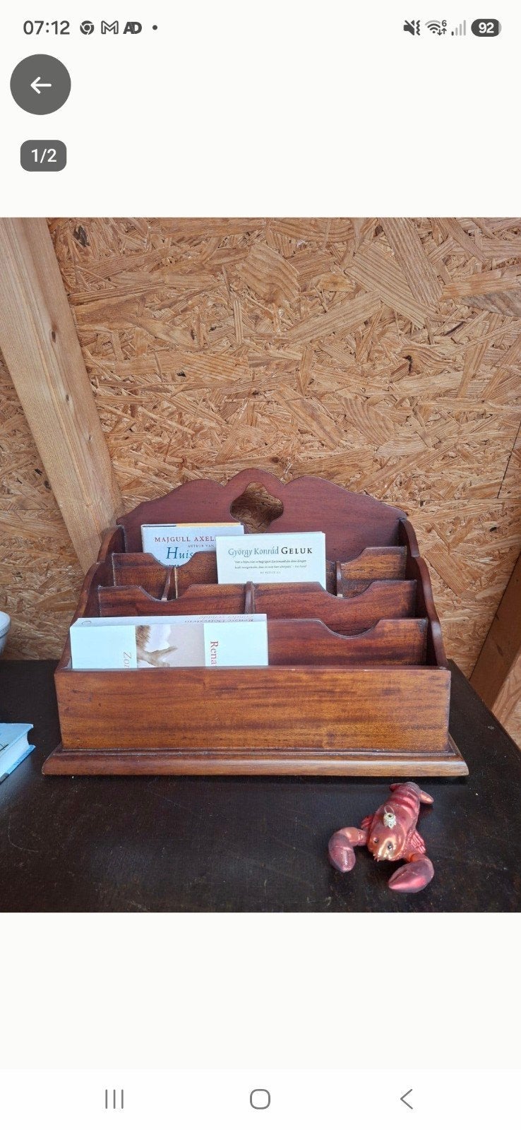 Grote zware brocante houten postbak / brievenbak, Ophalen of Verzenden