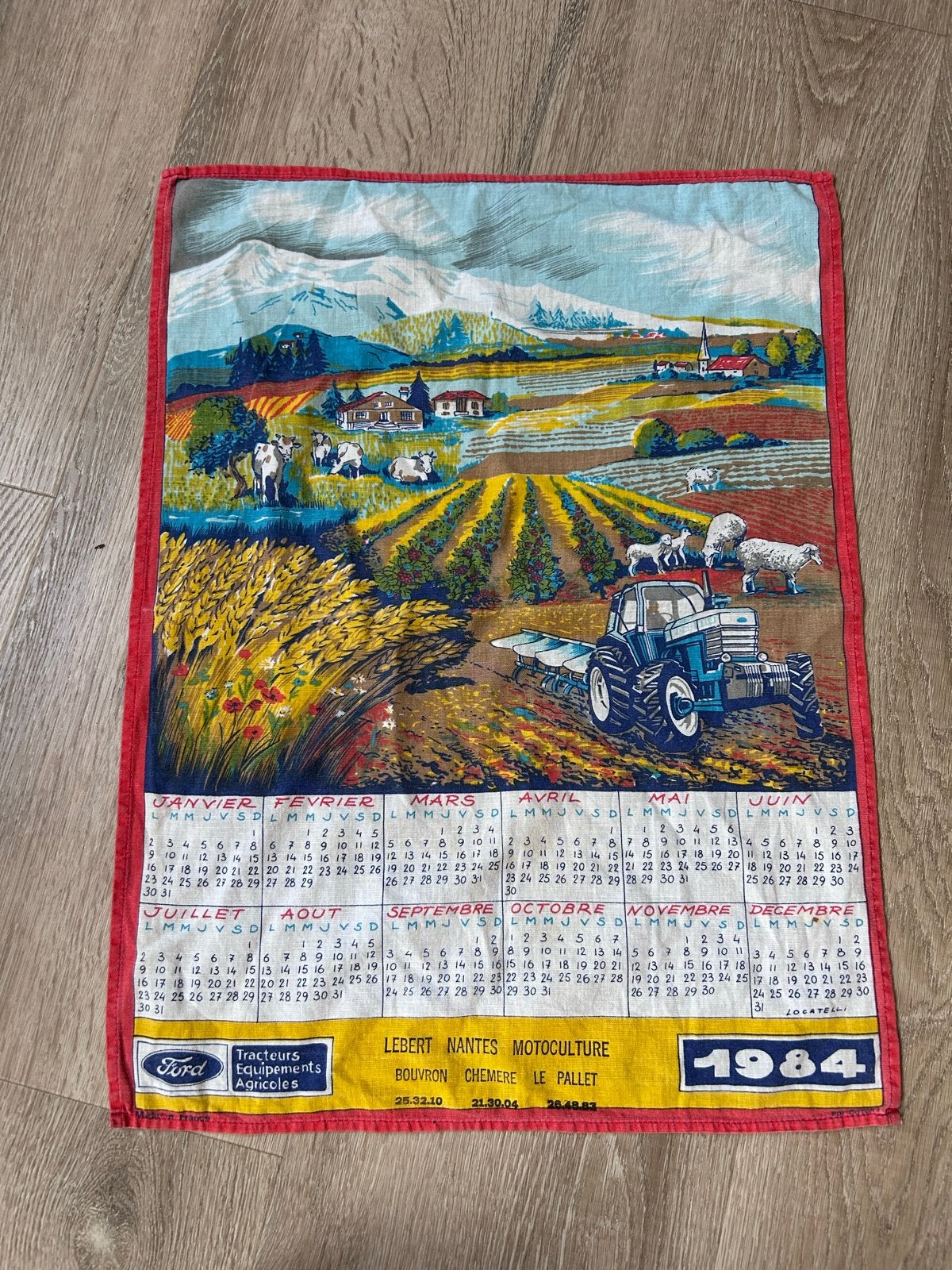 Vintage Ford Tractoren Kalenderdoek / Theedoek (1984), Diversen, Kalenders, Ophalen of Verzenden, Maandkalender