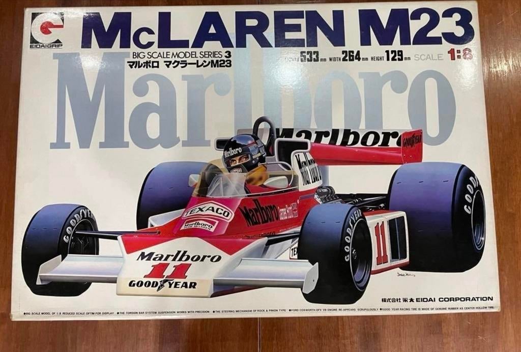 McLaren M23 Eidai Grip 1/8 Vintage Modelbouwkit, Hobby en Vrije tijd, Overige merken, Auto, Groter dan 1:32, Nieuw